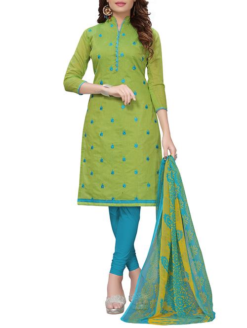 embroidered unstitched churidaar suit - 15416909 - Very Small Image - 1