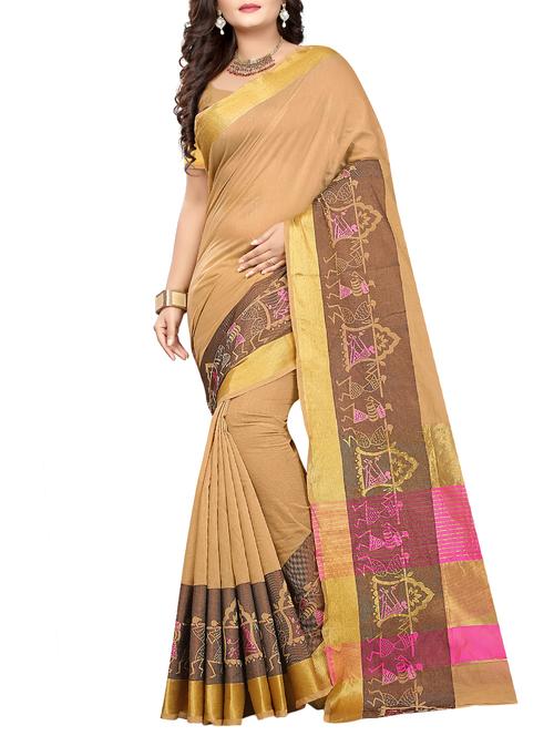 zari bordered saree with blouse - 15417002 - Very Small Image - 1