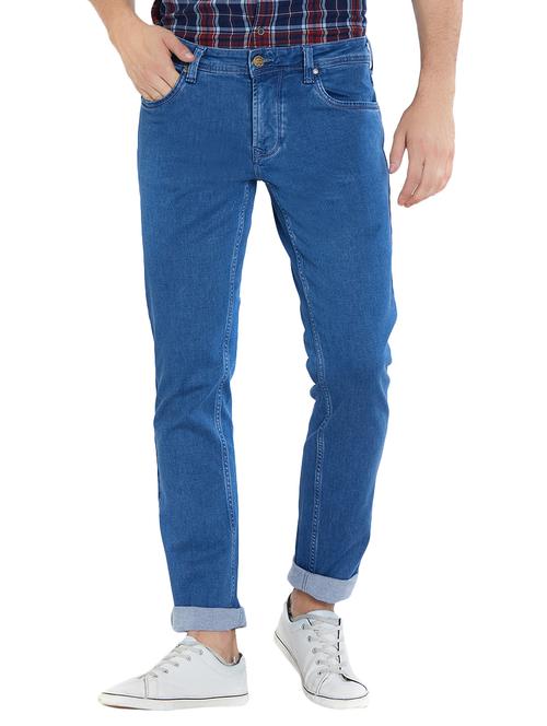 blue cotton plain jeans - 15417021 - Very Small Image - 1