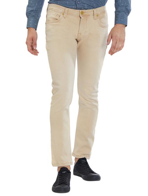 beige cotton washed jeans - 15417028 - Very Small Image - 1