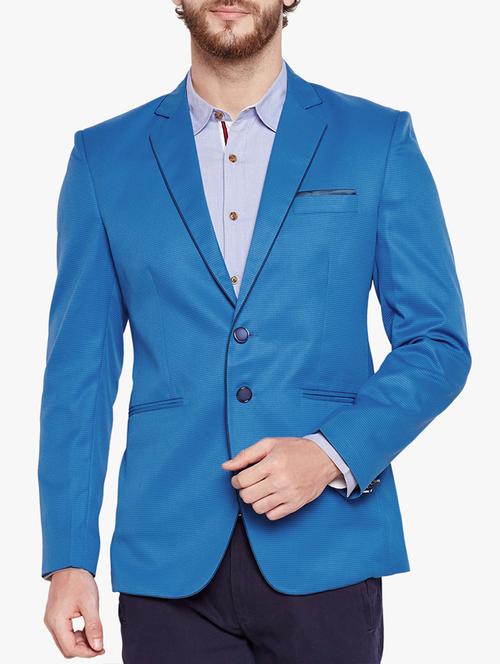 blue cotton casual blazer - 15417701 - Very Small Image - 1