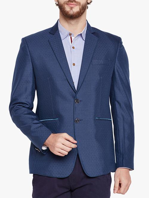 blue cotton casual blazer - 15417718 - Very Small Image - 1