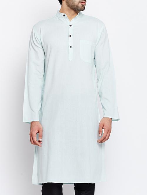 light blue solid long kurta - 15417845 - Very Small Image - 1