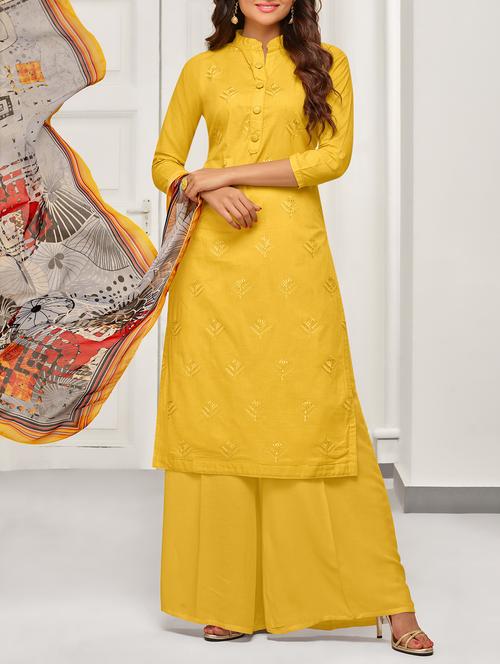 embroidered unstitched palazzo suits - 15418047 - Very Small Image - 1