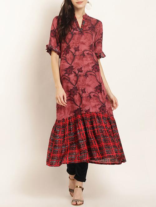 tiered printed kurta - 15418420 - Very Small Image - 1
