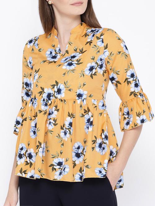women's peplum mandarin neck top - 15418736 - Very Small Image - 1