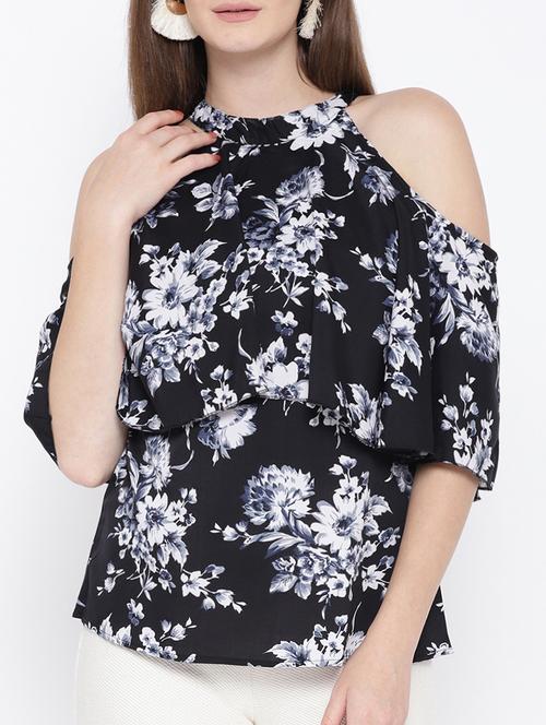 floral cold shoulder layered top - 15418740 - Very Small Image - 1