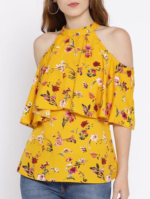cold shoulder floral top - 15418741 - Very Small Image - 1