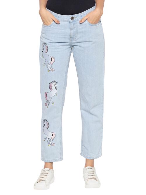 embroidered patch denim jeans - 15419104 - Very Small Image - 1