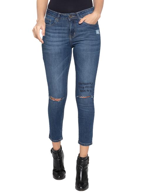 knee slit distressed jeans - 15419106 - Very Small Image - 1