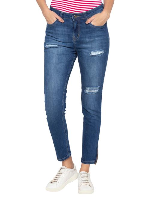 stone washed distressed jeans - 15419108 - Very Small Image - 1