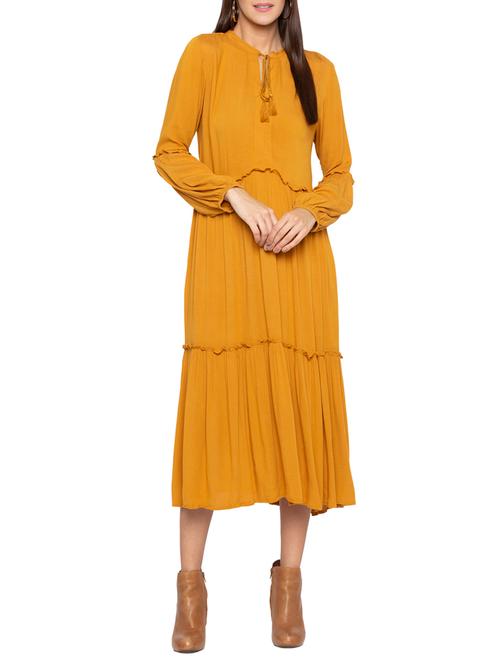 tie-up neck frill detail dress - 15419147 - Very Small Image - 1