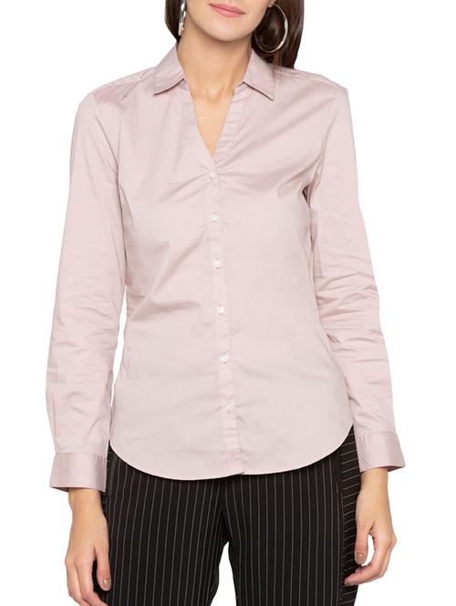 curved hem solid shirt - 15419161 - Very Small Image - 1
