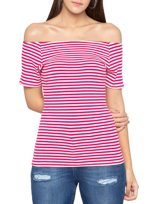 off shoulder striped top - 15419180 - Very Small Image - 1