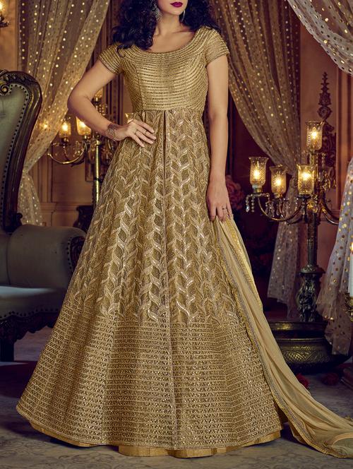 embroidered semi-stitched kurta skirt - 15419255 - Very Small Image - 1