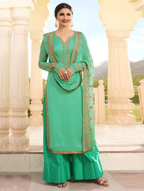 embroidered semi-stitched salwar suit - 15419269 - Very Small Image - 1