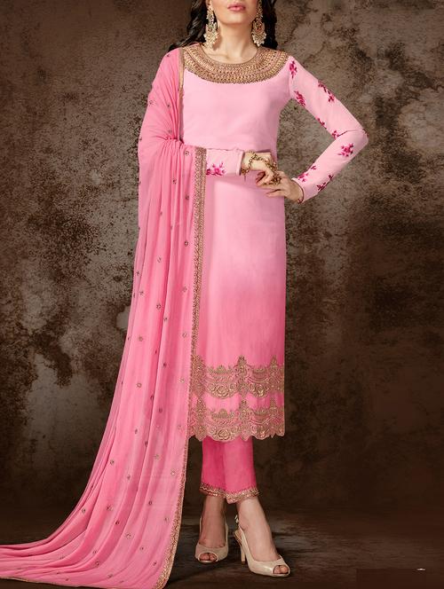 embellished semi-stitched salwar suit - 15419283 - Very Small Image - 1