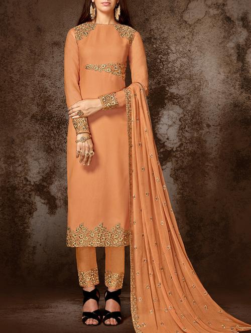 embroidered semi-stitched salwar suit - 15419284 - Very Small Image - 1