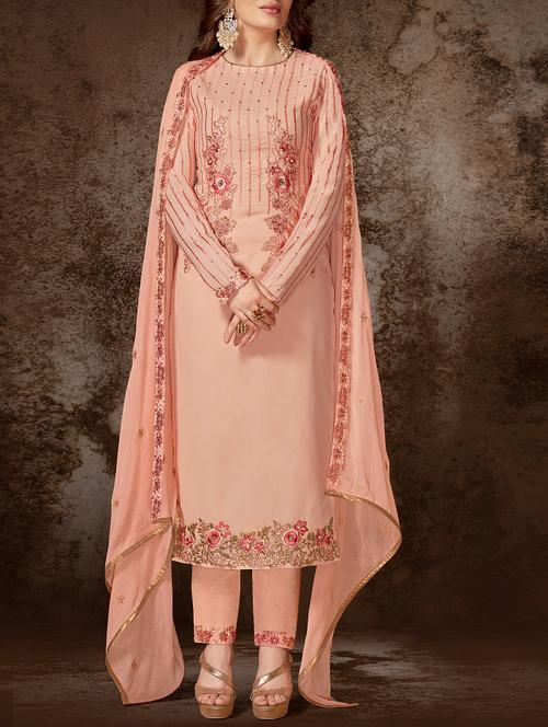 embroidered semi-stitched salwar suit - 15419287 - Very Small Image - 1