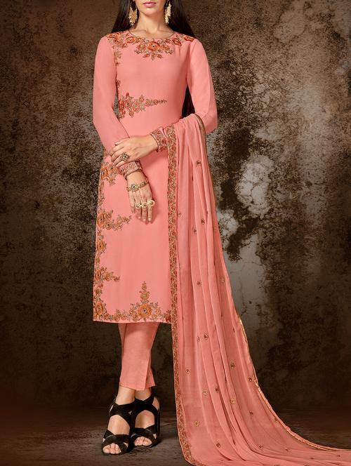 embroidered semi-stitched salwar suit - 15419289 - Very Small Image - 1