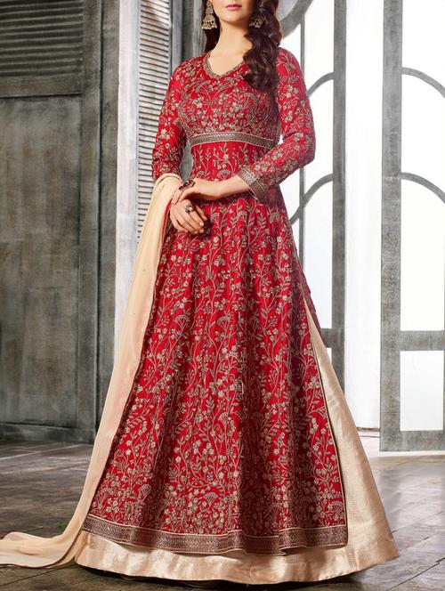 embroidered semi-stitched kurta skirt - 15419290 - Very Small Image - 1