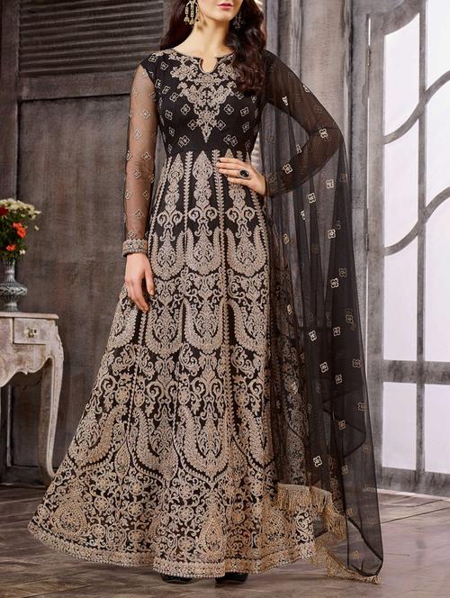 embroidered semi-stitched kurta skirt - 15419294 - Very Small Image - 1