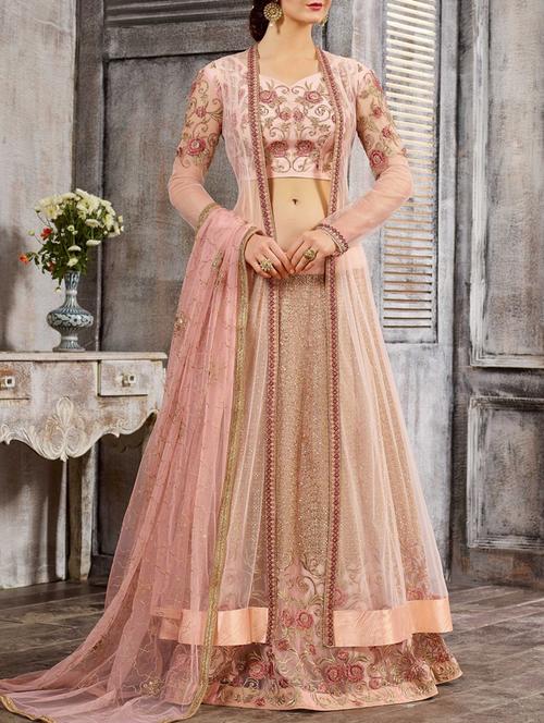 embroidered semi-stitched kurta skirt - 15419295 - Very Small Image - 1
