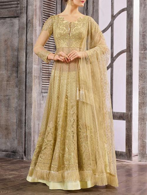 embroidered semi-stitched kurta skirt - 15419297 - Very Small Image - 1