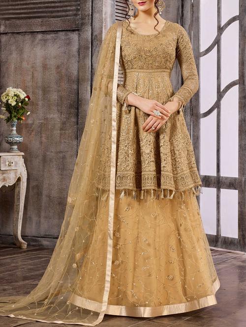 embroidered semi-stitched kurta skirt - 15419298 - Very Small Image - 1
