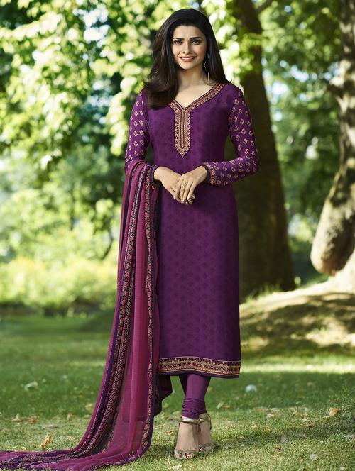 embellished semi-stitched churidaar suit - 15419313 - Very Small Image - 1