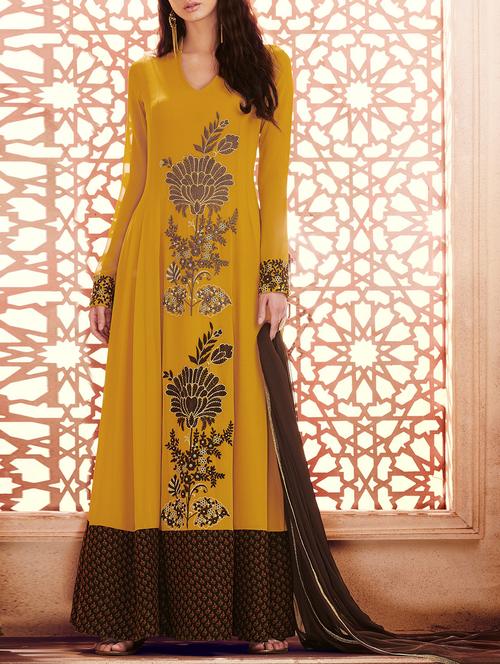 embroidered semi-stitched kurta - 15419318 - Very Small Image - 1