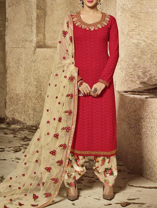 embroidered semi-stitched salwar suit - 15419375 - Very Small Image - 1