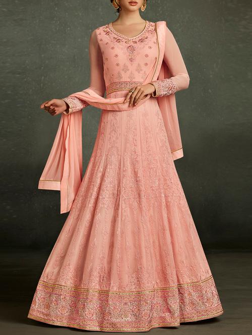 embroidered semi-stitched anarkali suit - 15419378 - Very Small Image - 1