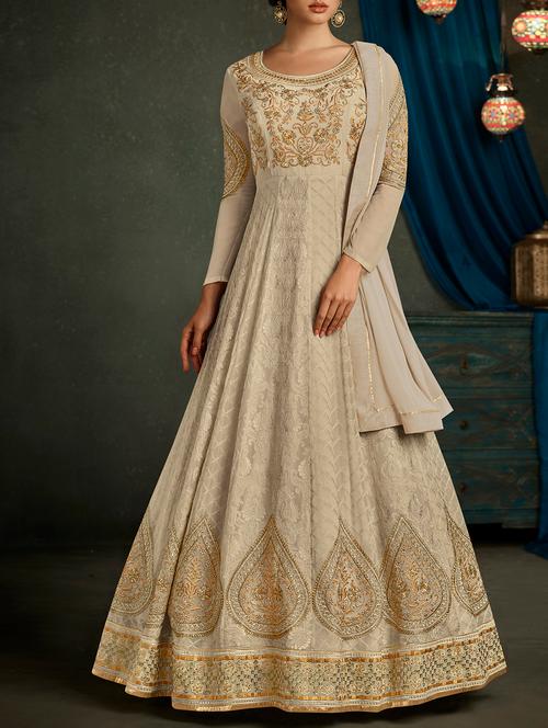embroidered semi-stitched anarkali suit - 15419380 - Very Small Image - 1