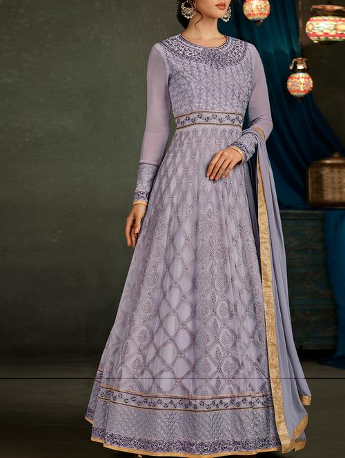 embroidered semi-stitched anarkali suit - 15419382 - Very Small Image - 1