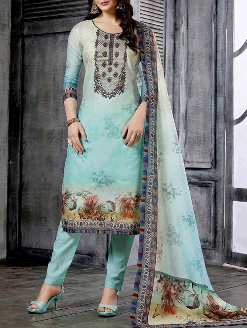 embroidered semi-stitched straight pant suit - 15419427 - Very Small Image - 1