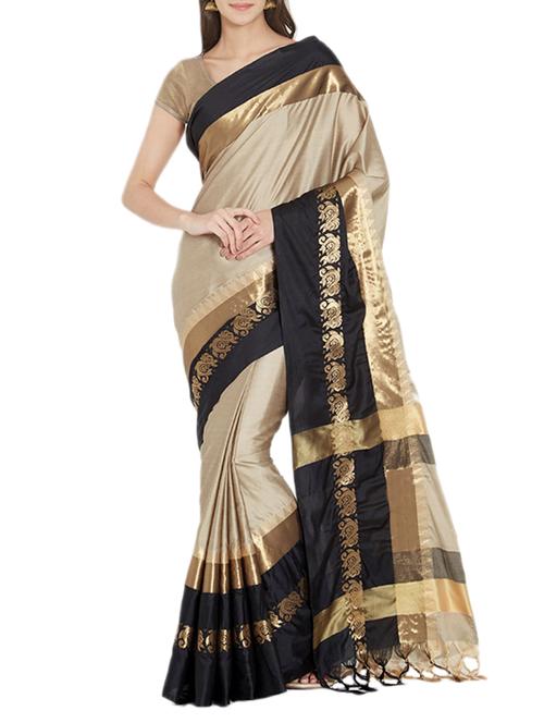 contrast bordered handloom saree - 15419490 - Very Small Image - 1