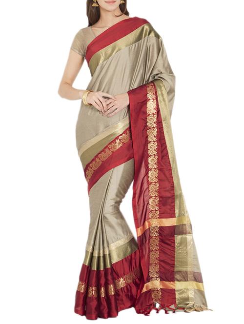 contrast bordered handloom saree - 15419492 - Very Small Image - 1