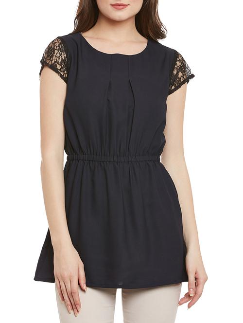 lace sleeved blouson tunic - 15419505 - Very Small Image - 1