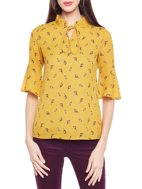 frill tie knot neck bell sleeved top - 15419507 - Very Small Image - 1