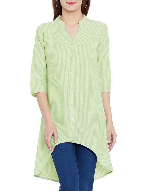 striped button down high-low tunic - 15419515 - Very Small Image - 1