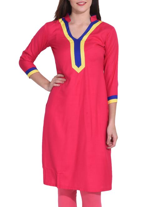 straight color block kurta - 15419805 - Very Small Image - 1
