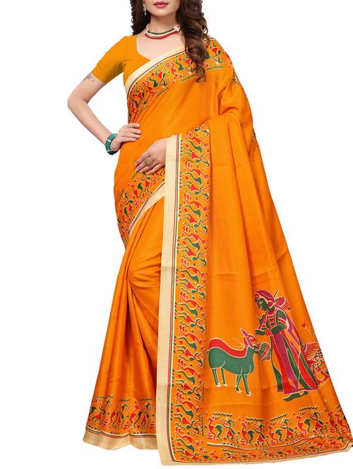 conversational bordered saree with blouse - 15420165 - Very Small Image - 1