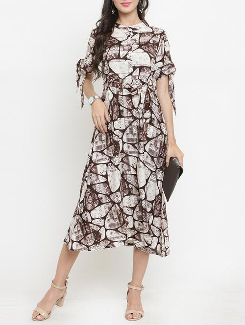 tie knot sleeved a-line dress - 15420377 - Very Small Image - 1