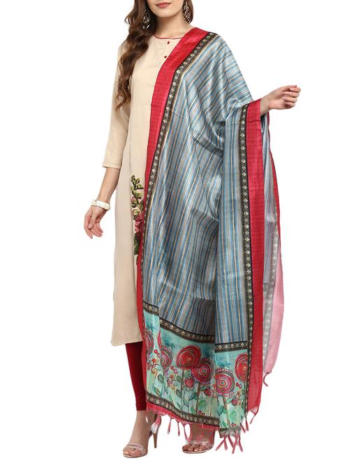 multi colored khadi dupatta - 15421148 - Very Small Image - 1