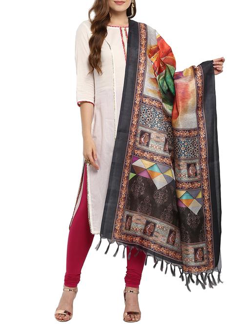 multi colored khadi dupatta - 15421177 - Very Small Image - 1
