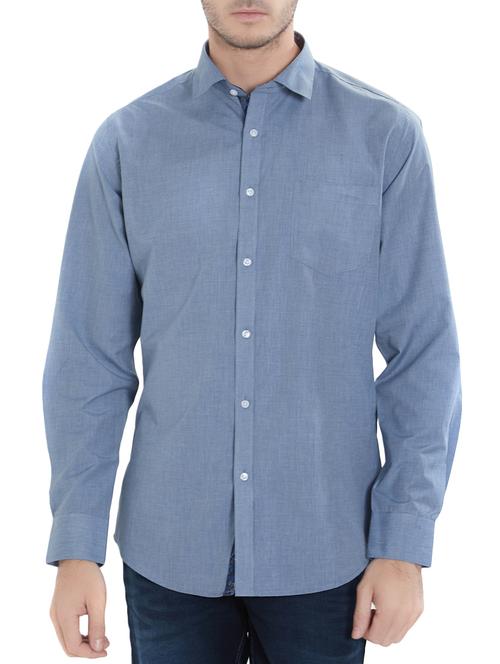 blue cotton casual shirt - 15421507 - Very Small Image - 1