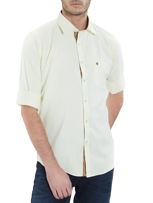 yellow cotton blend casual shirt - 15421519 - Very Small Image - 1