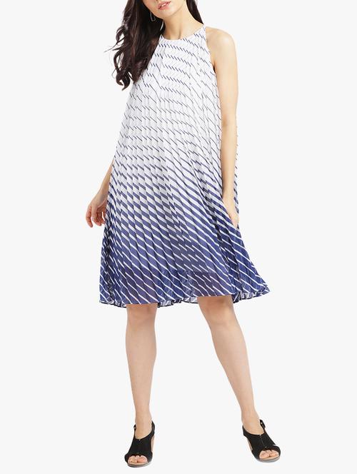 striped pleated a-line dress - 15421687 - Very Small Image - 1