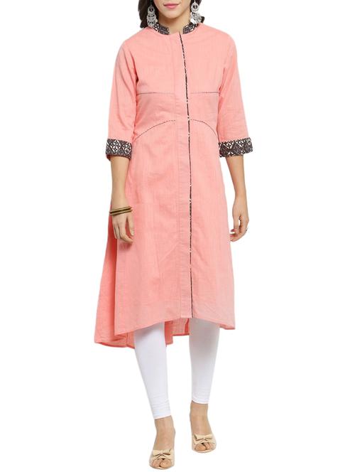pink high-low kurta - 15421769 - Very Small Image - 1